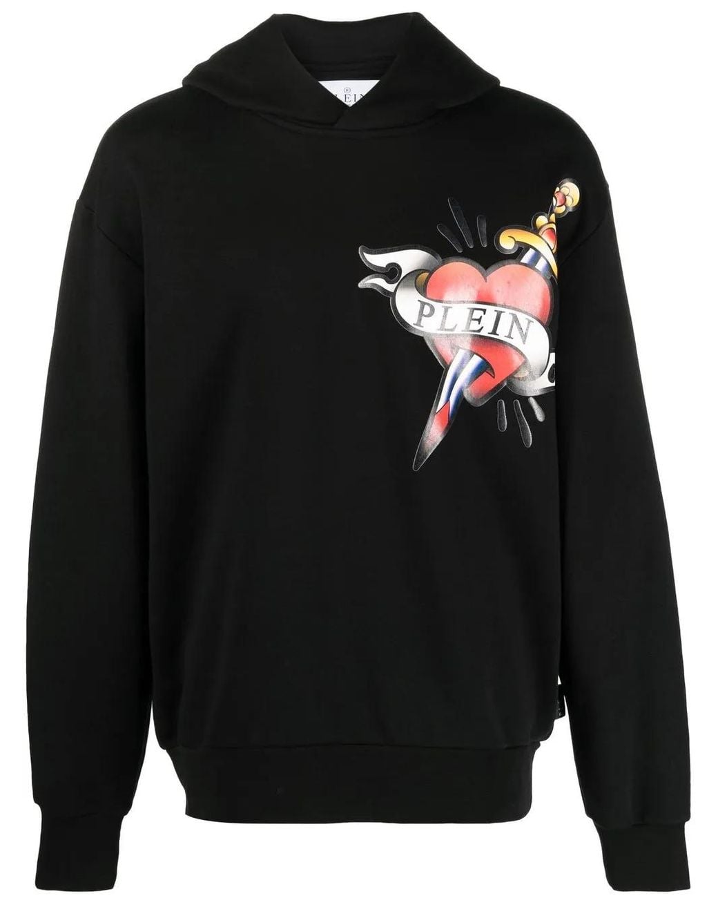 Philipp Plein Black Heart & Dagger-Print Hoodie for men