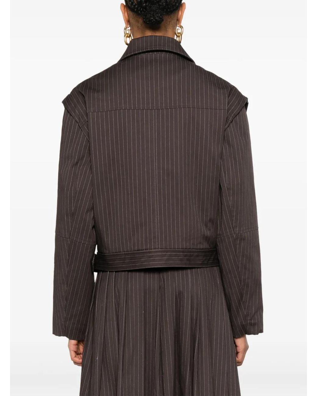 Remain Brown Pinstriped Bomber Jacket