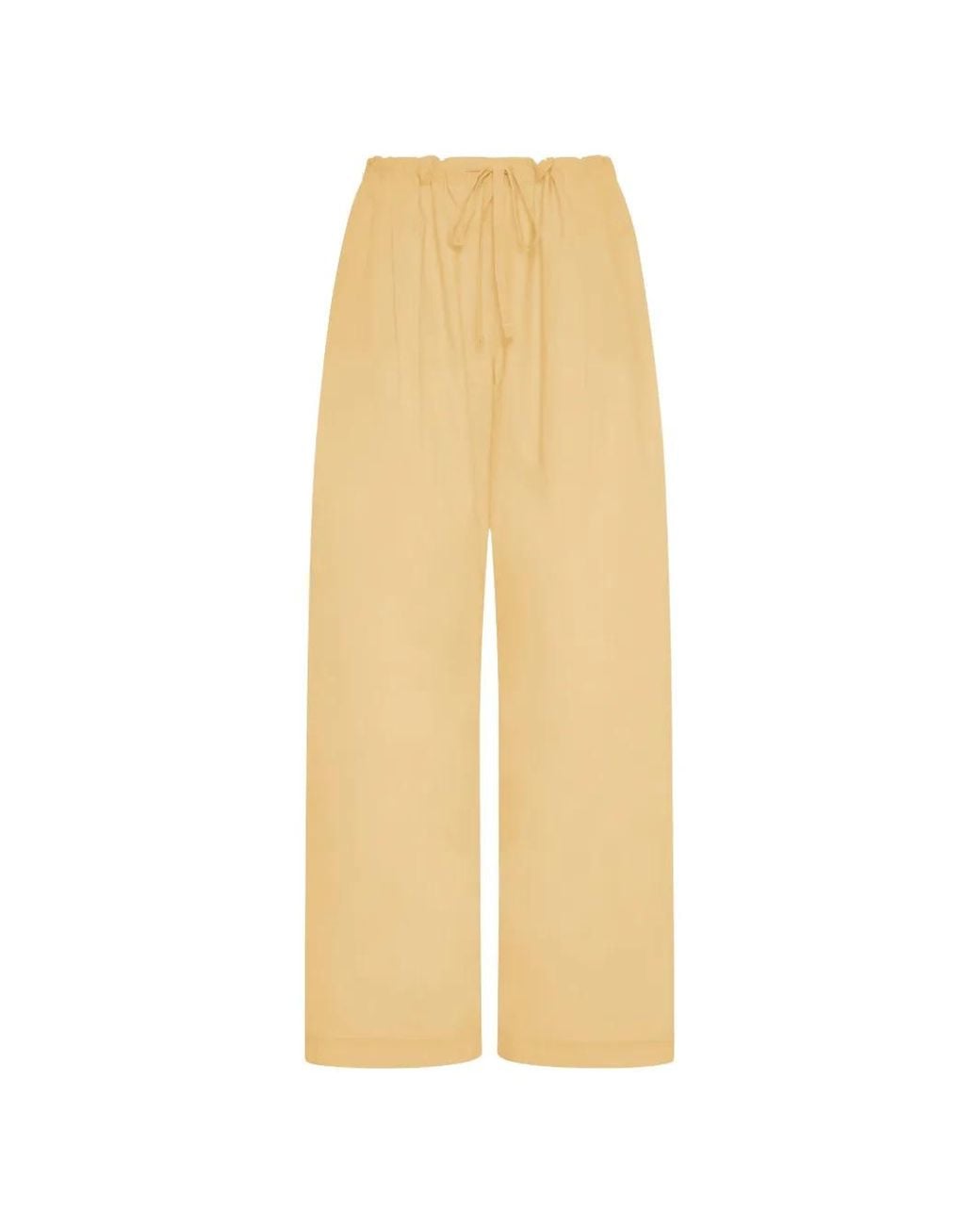 Another Tomorrow White Pleated Drawcord Trousers