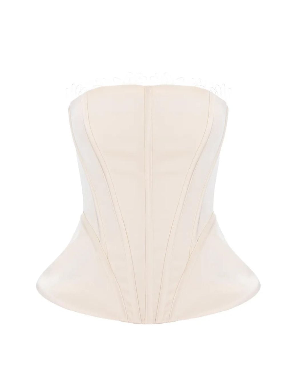 V:PM ATELIER White Peggy Lace-Trimmed Corset Top