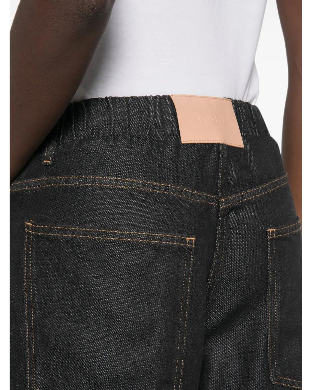 Nude Gray Elasticated-Waistband Contrast-Stitch Jeans