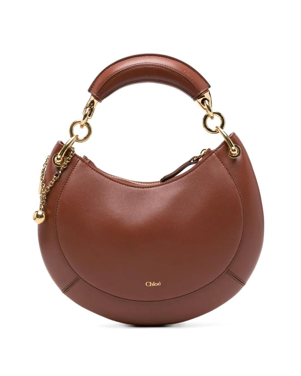 Chloé Brown Petit Sac Porté Épaule Banana Zippé En Cuir Doux
