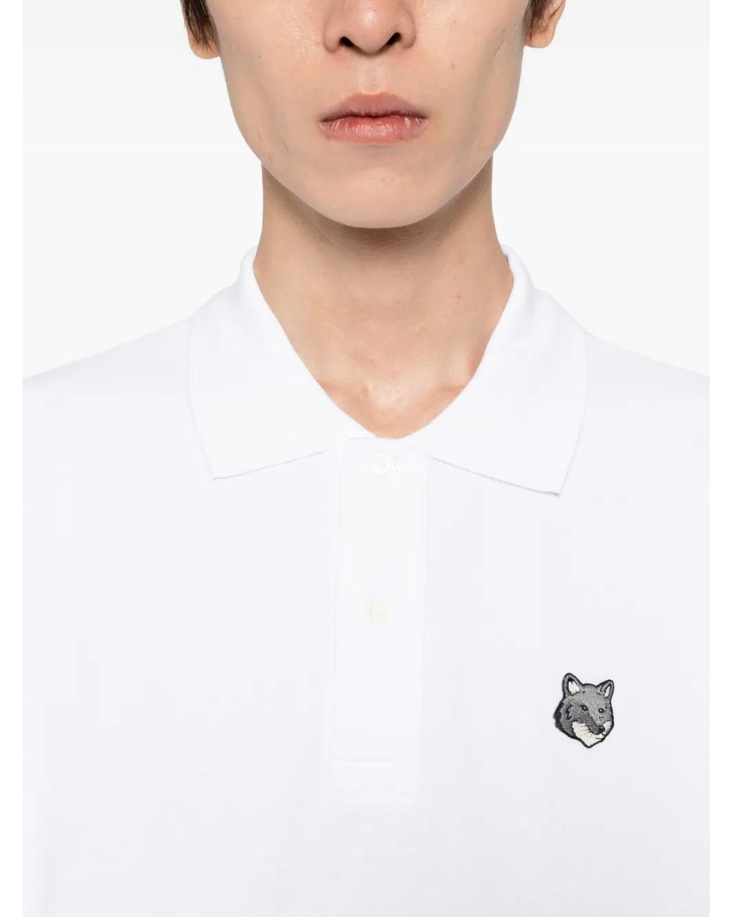 Polo À Patch Logo Maison Kitsuné pour homme en coloris White