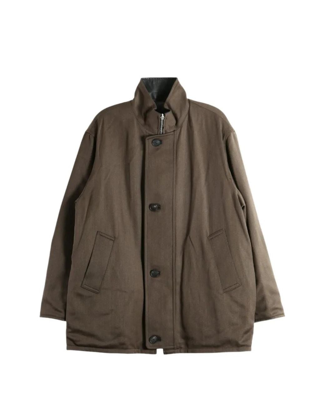 Auralee Brown Manteau Réversible En Cuir