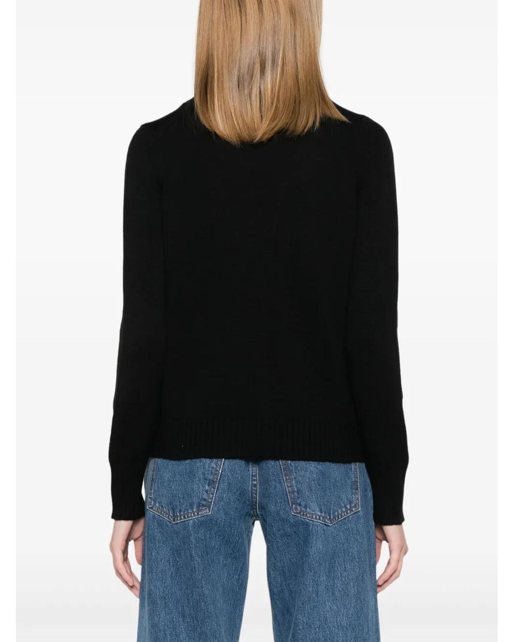 Blanca Vita Black Virgin Wool Cardigan