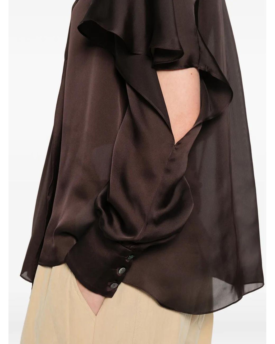 Sacai Brown Ruffled Panelled Shirt
