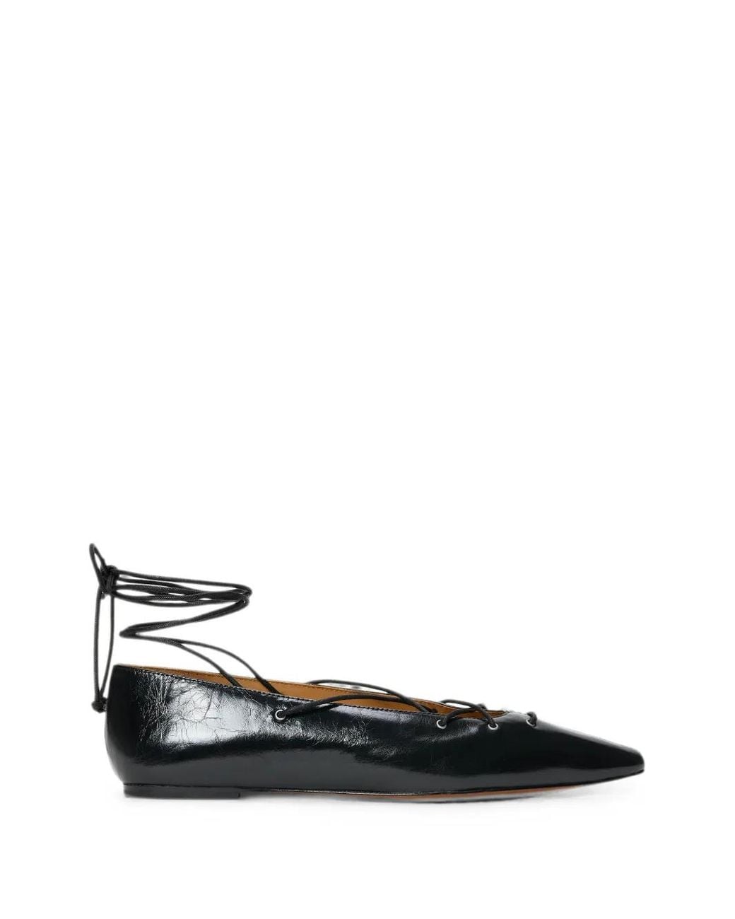 Polo Ralph Lauren Black Lace-Up Pointed Ballet Flats