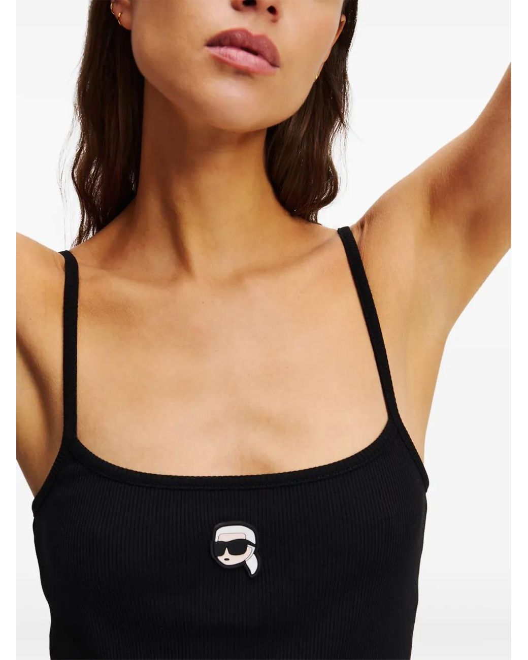 Karl Lagerfeld Black Logo-Patch Top