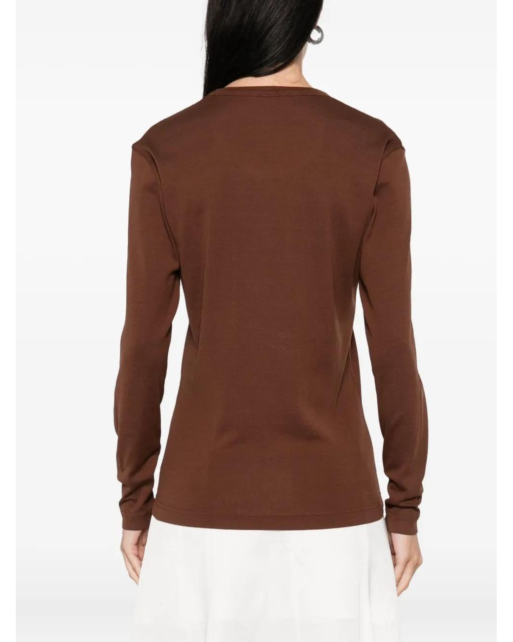 Lemaire Brown Long-Sleeve Cotton T-Shirt