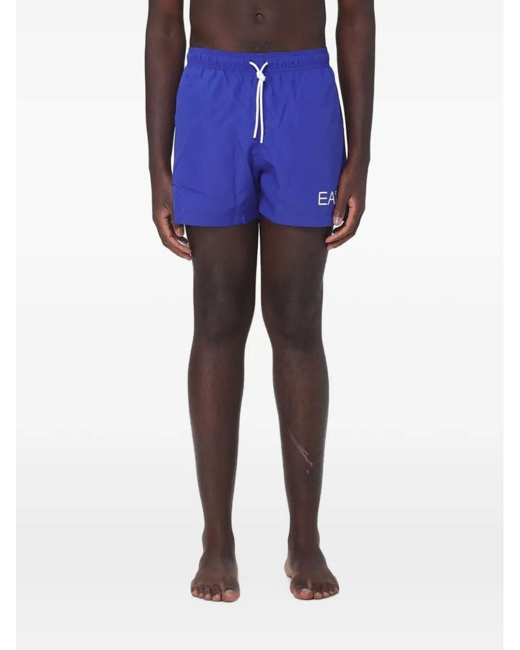 EA7 Blue Logo-Print Drawstring Swim Shorts for men