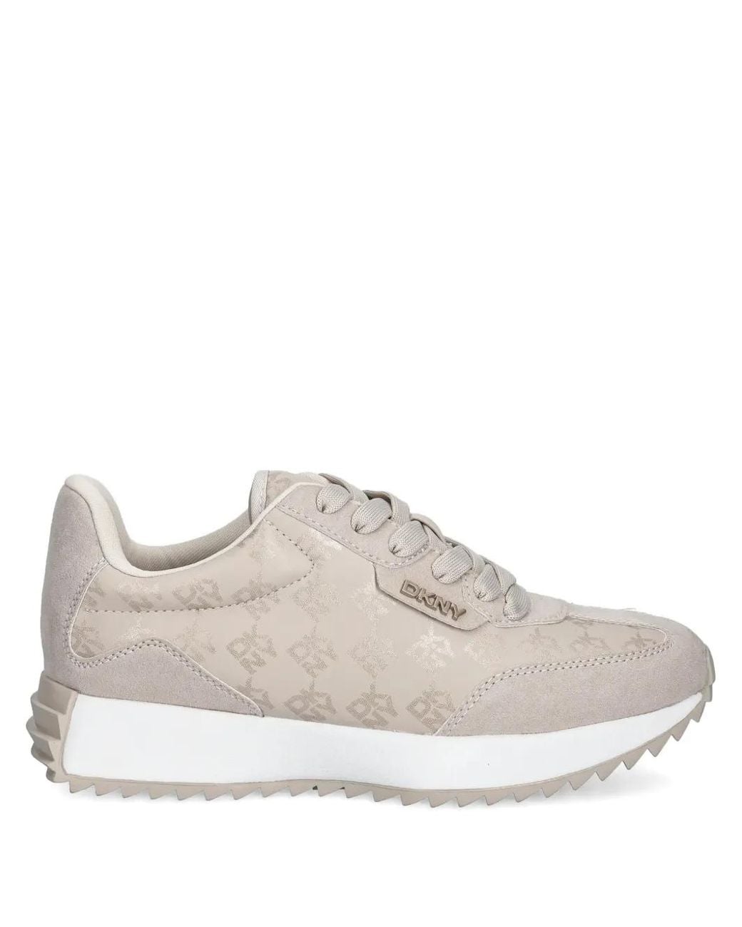 DKNY White Logo-Print Lace-Up Sneakers