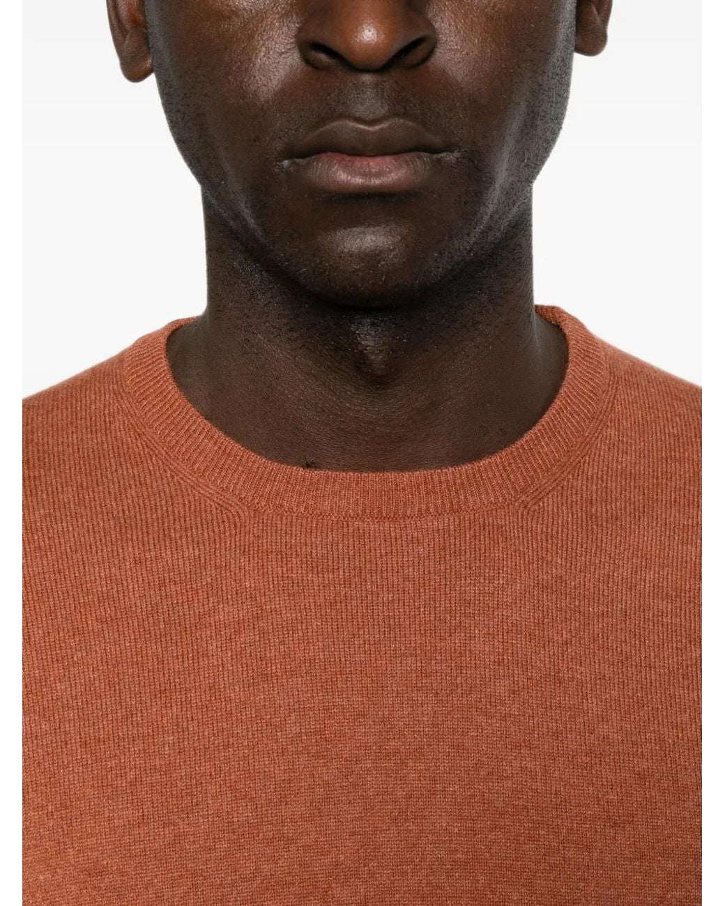 Gran Sasso Orange Crew-Neck Long-Sleeve Sweater for men