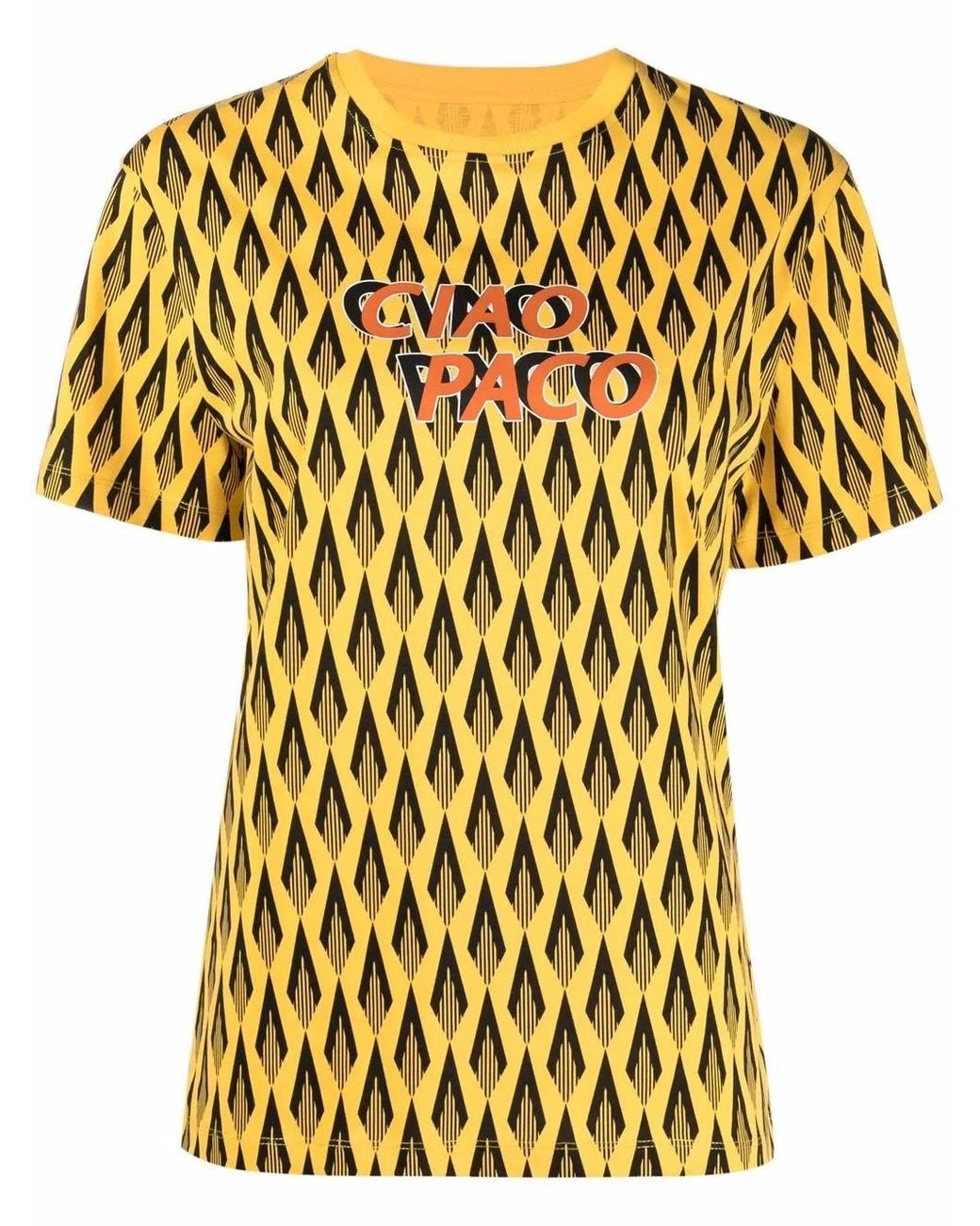Rabanne Yellow Ciao Paco Print T-Shirt for men