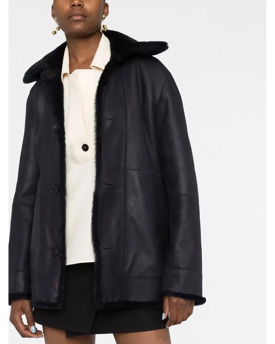 Jil Sander Black Reversible Shearling Jacket