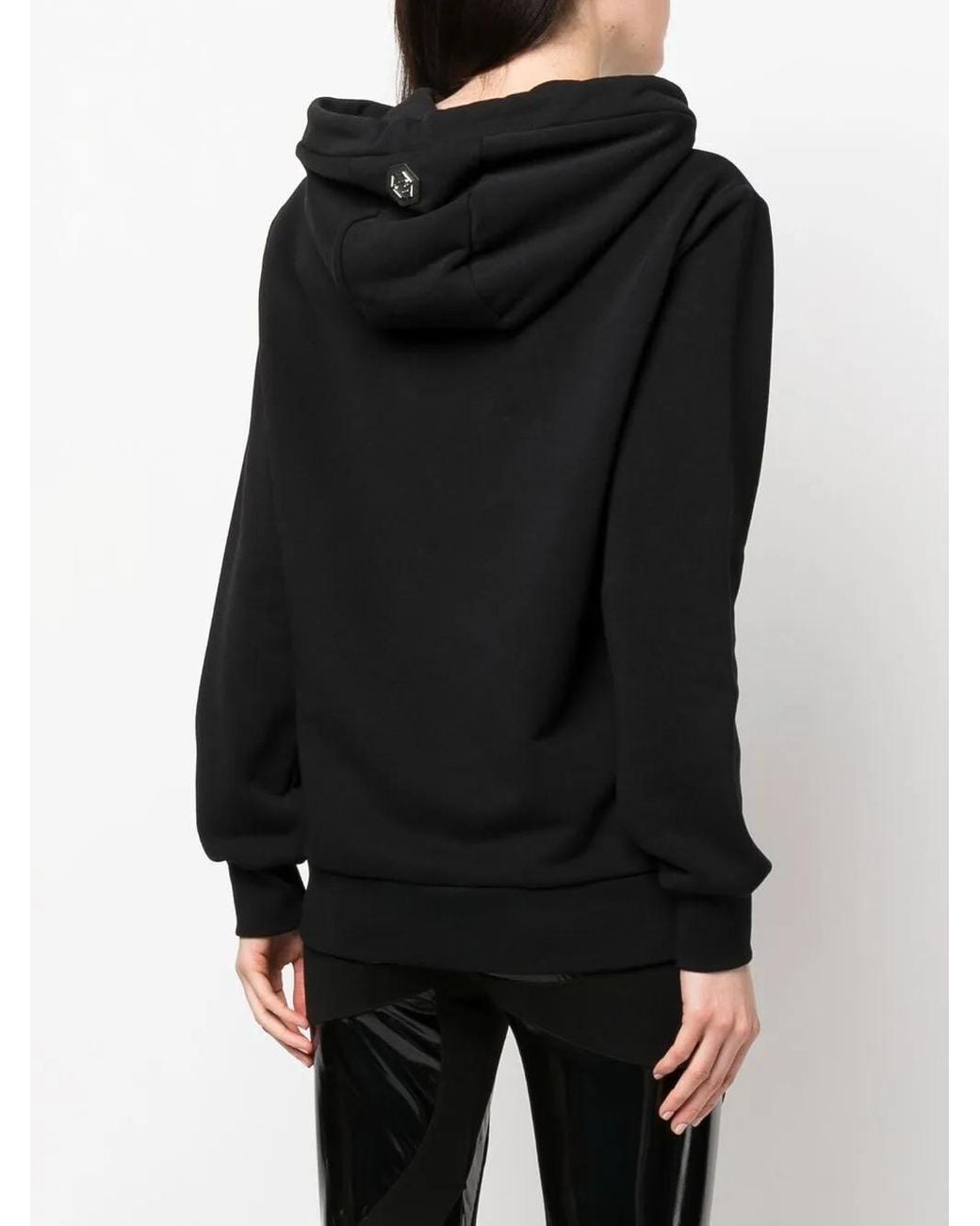 Philipp Plein Black Skull-Print Cotton Hoodie