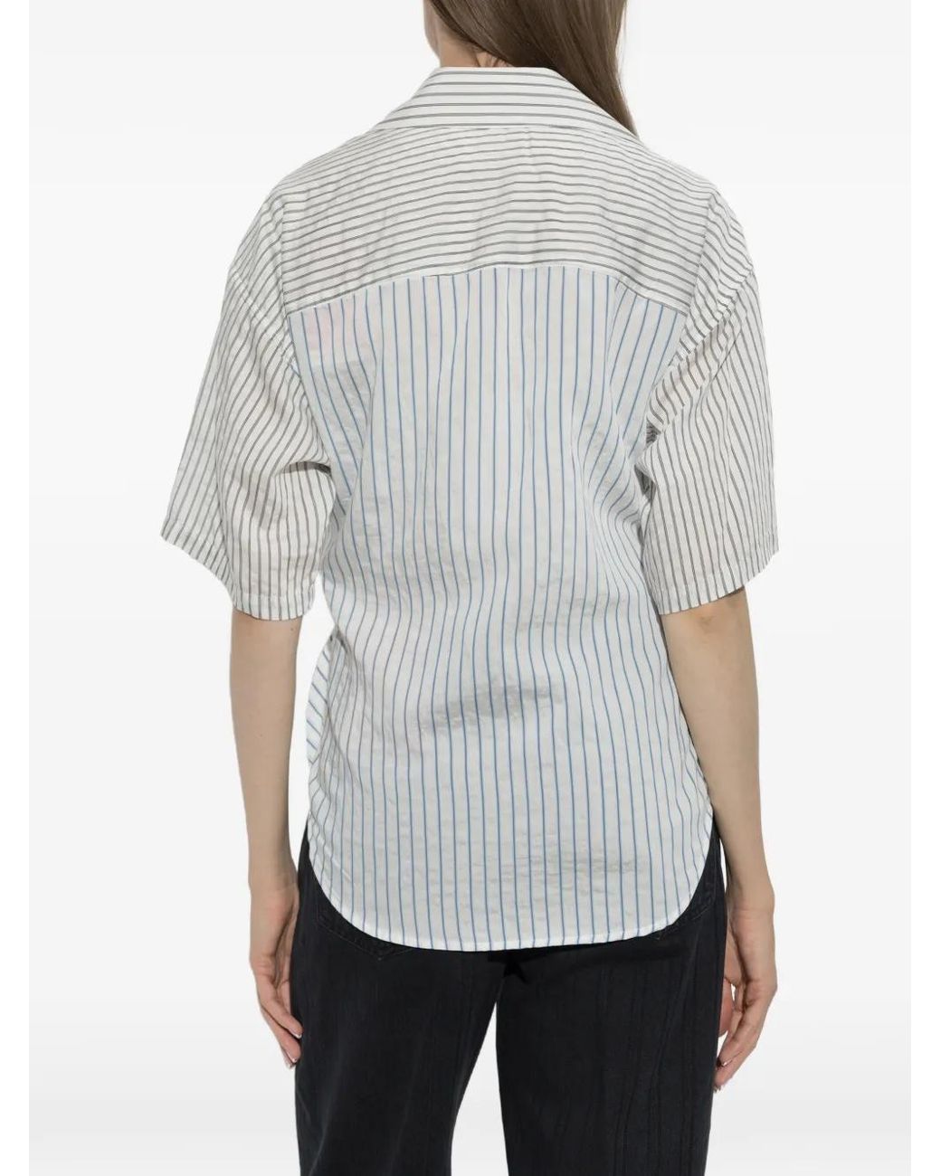 DIESEL White C Delphos Ss Striped Tie-Fastening Shirt