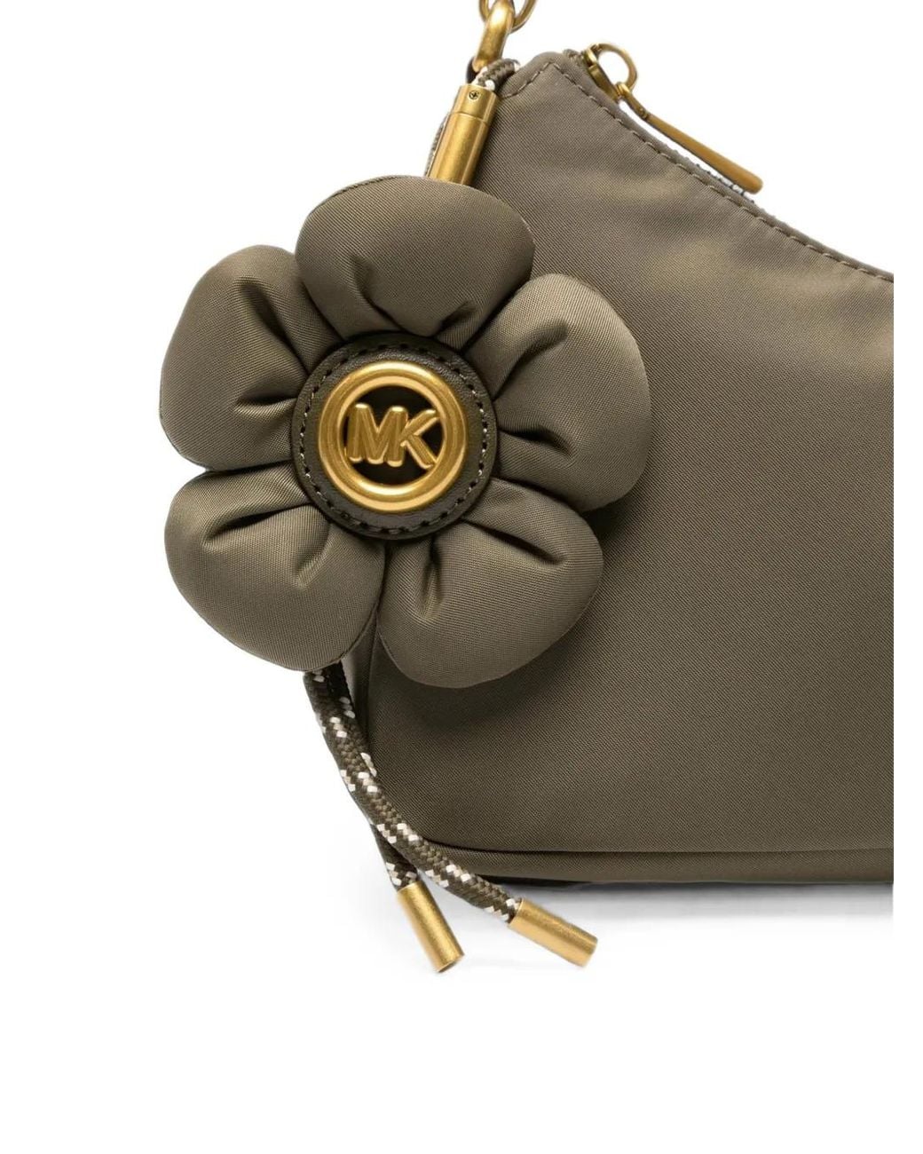Michael Kors Gray Floral-Detail Chain-Link Shoulder Bag