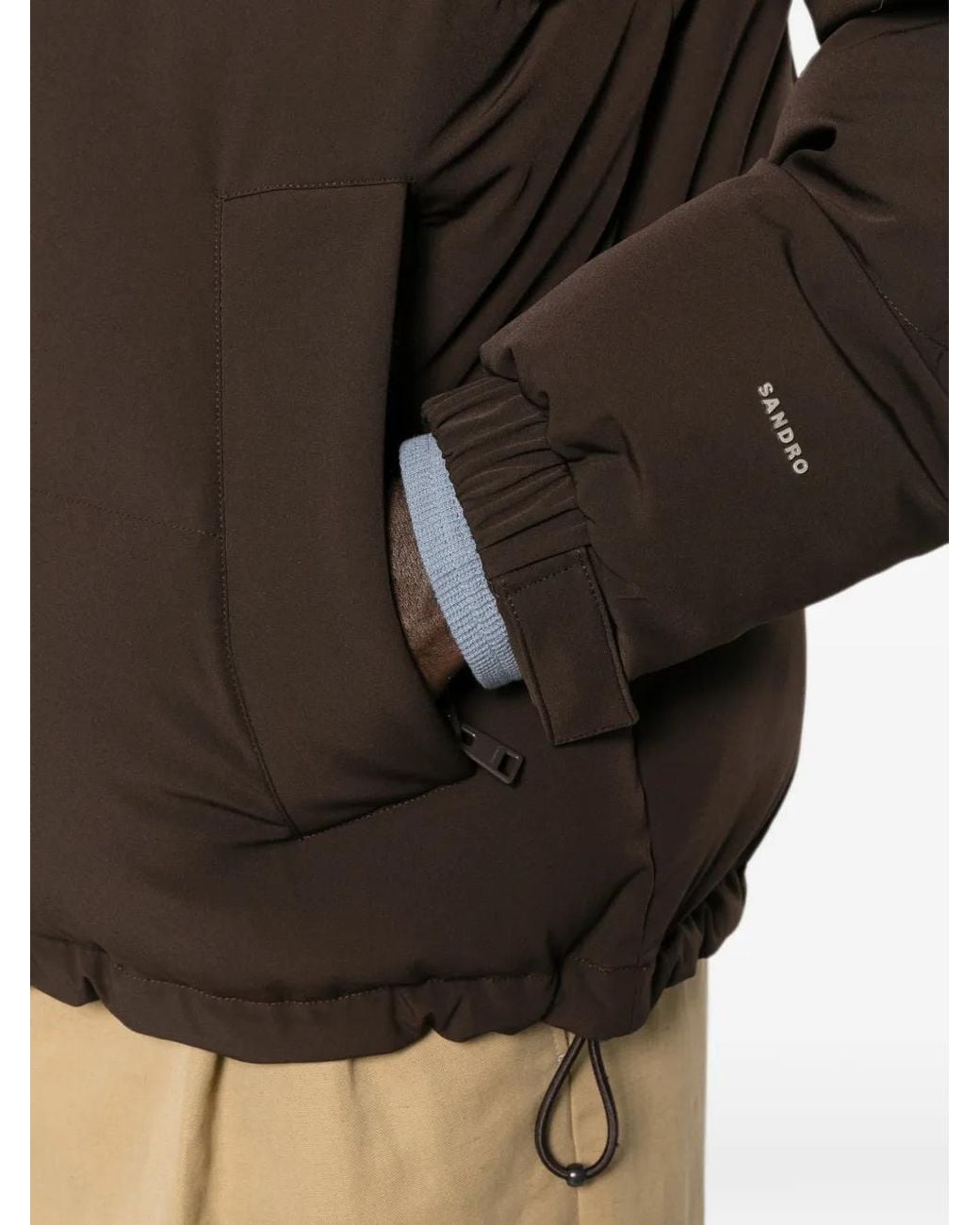 Sandro Brown Padded Stand-Up Collar Jacket for men