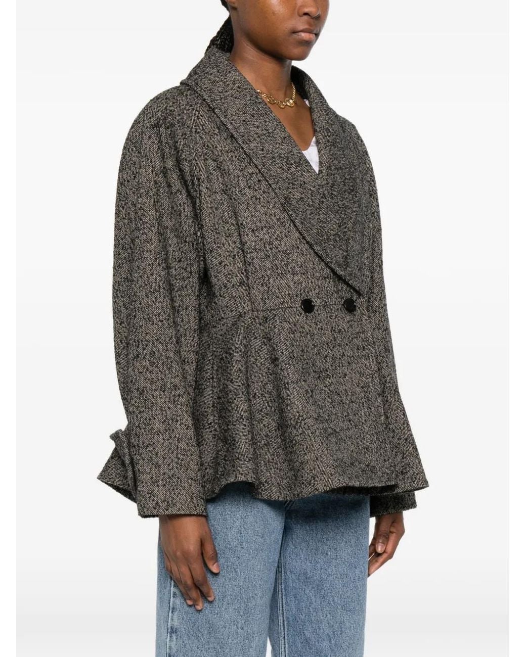 Chloé Green Double-Breasted Flared Jacket