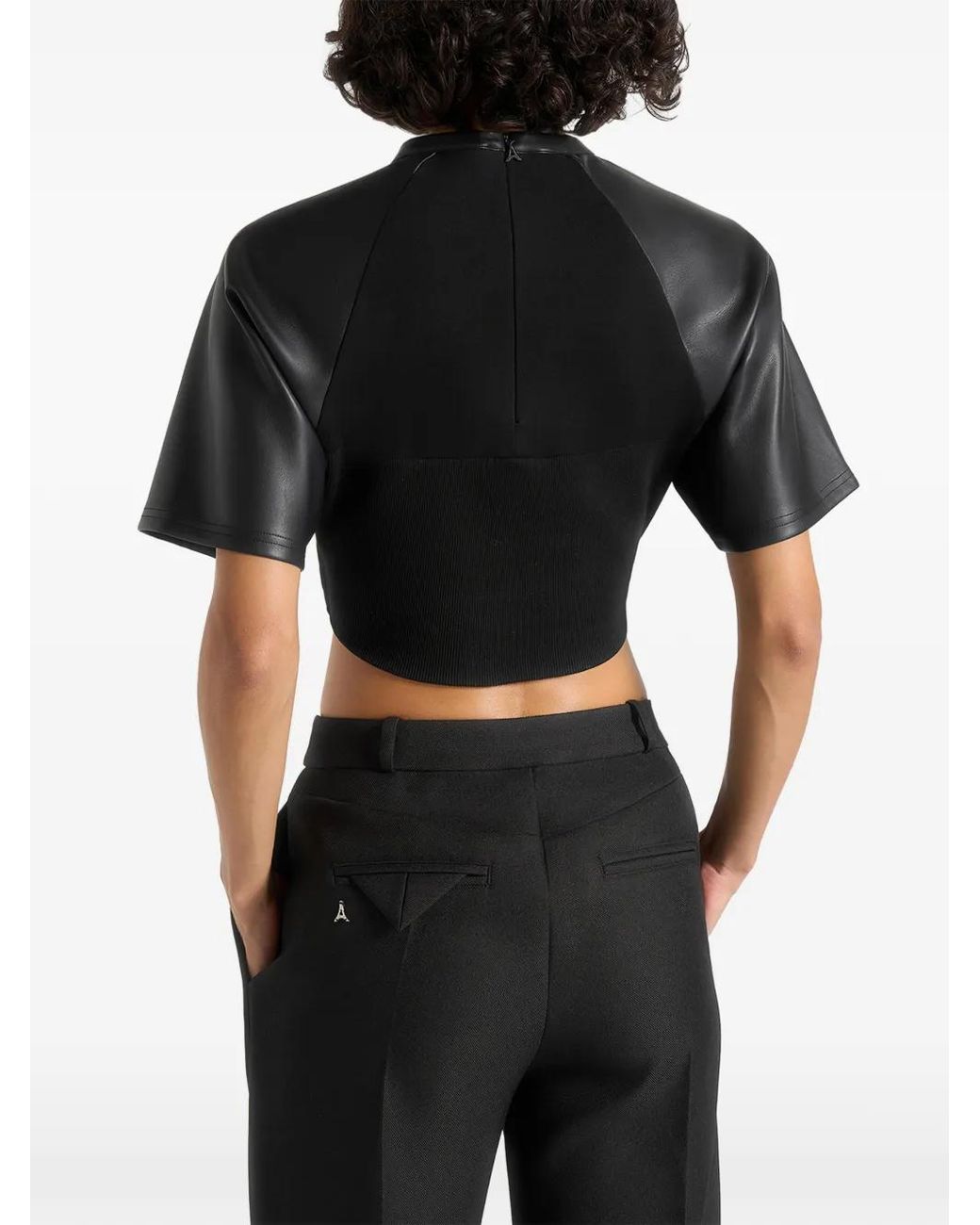 Manière De Voir Black Gigi Leather Corset T-Shirt