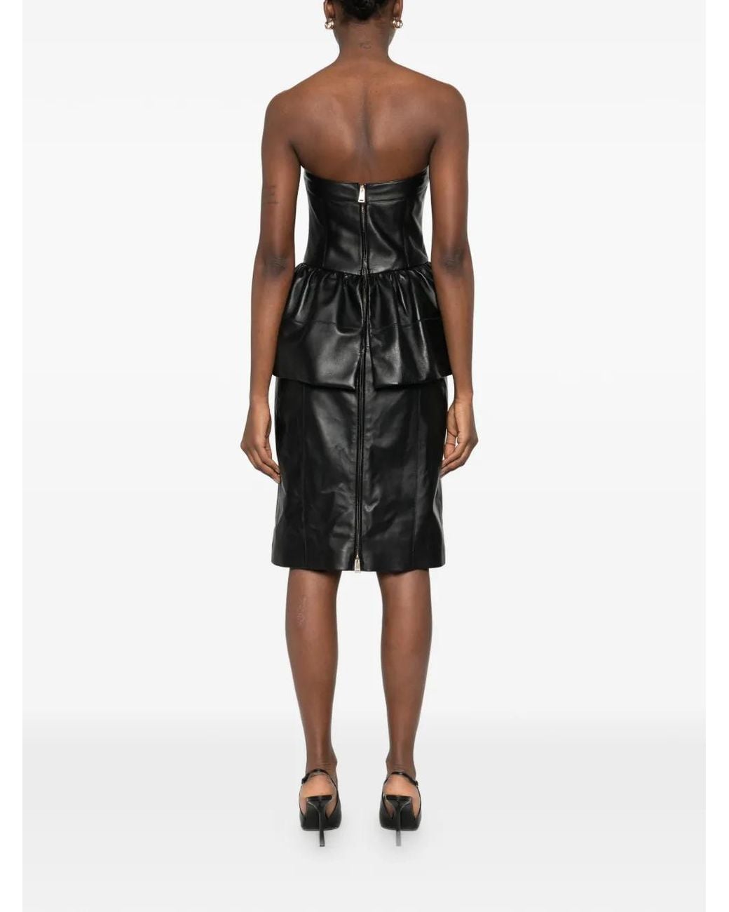 Fendi Black Strapless Peplum Midi Dress