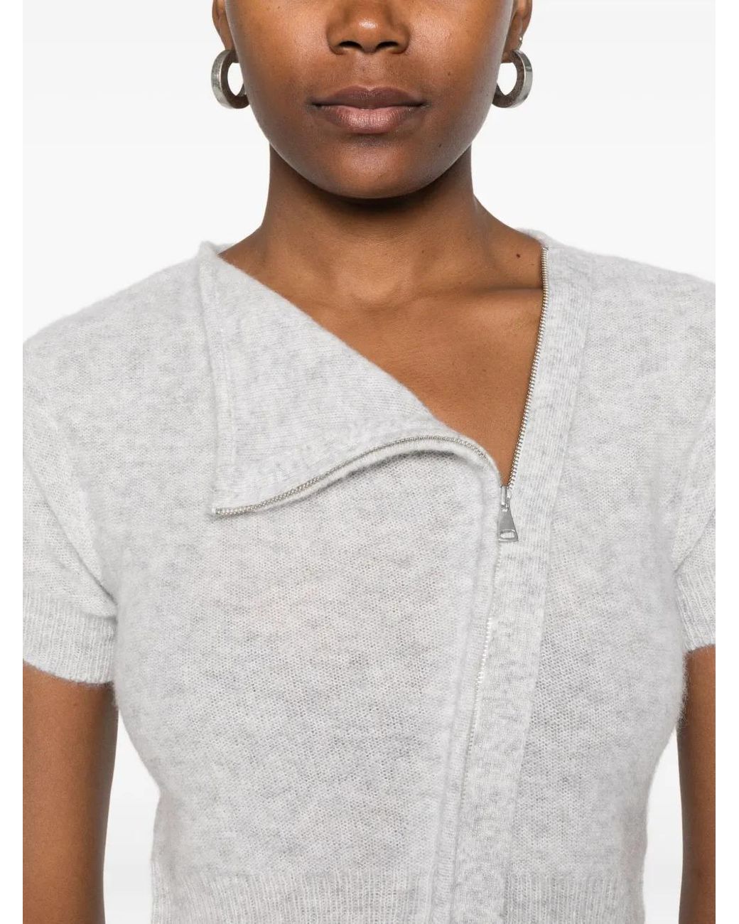 AYA MUSE White Zip-Up Knitted T-Shirt