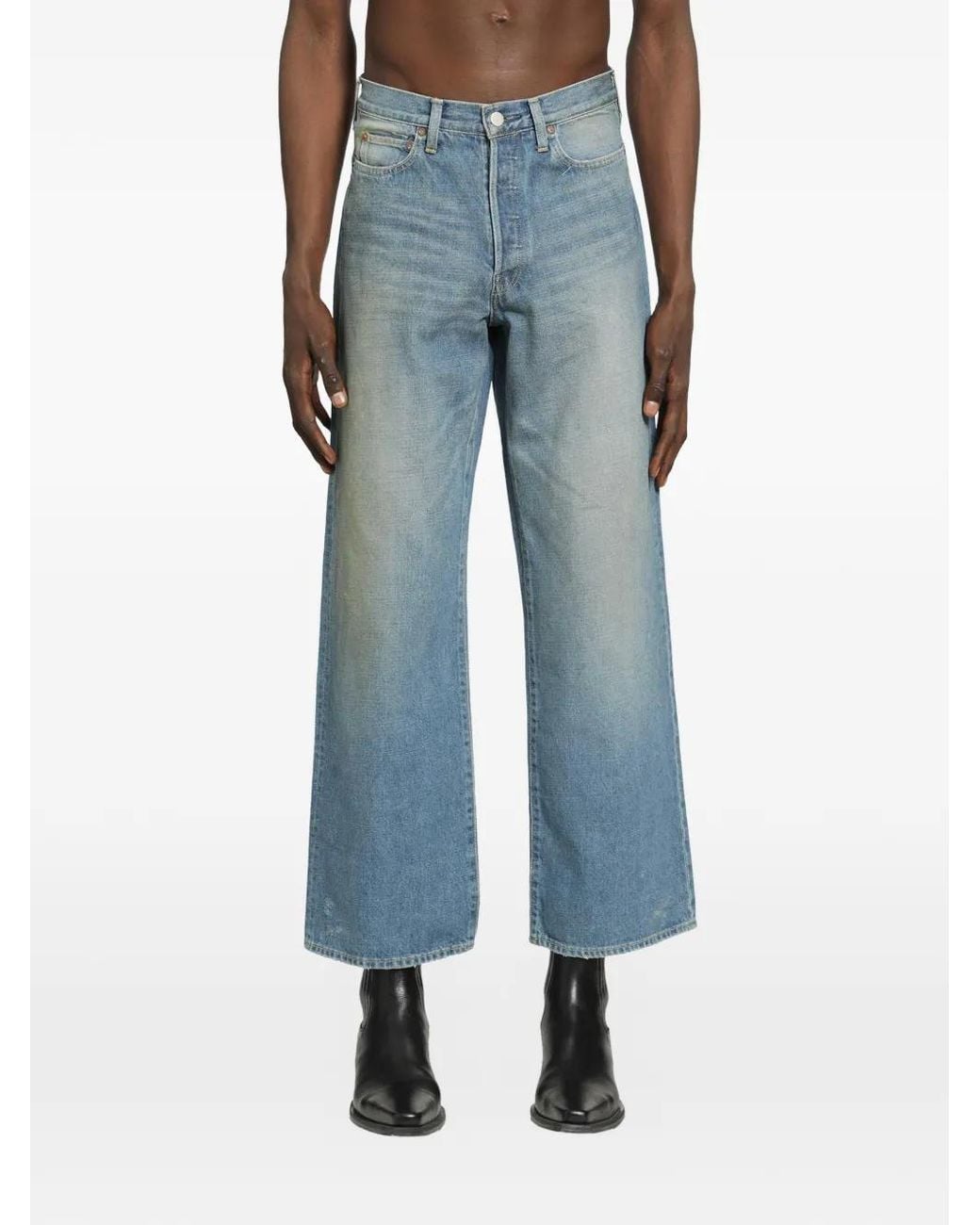 stein Blue Flared Wide-Leg Jeans for men