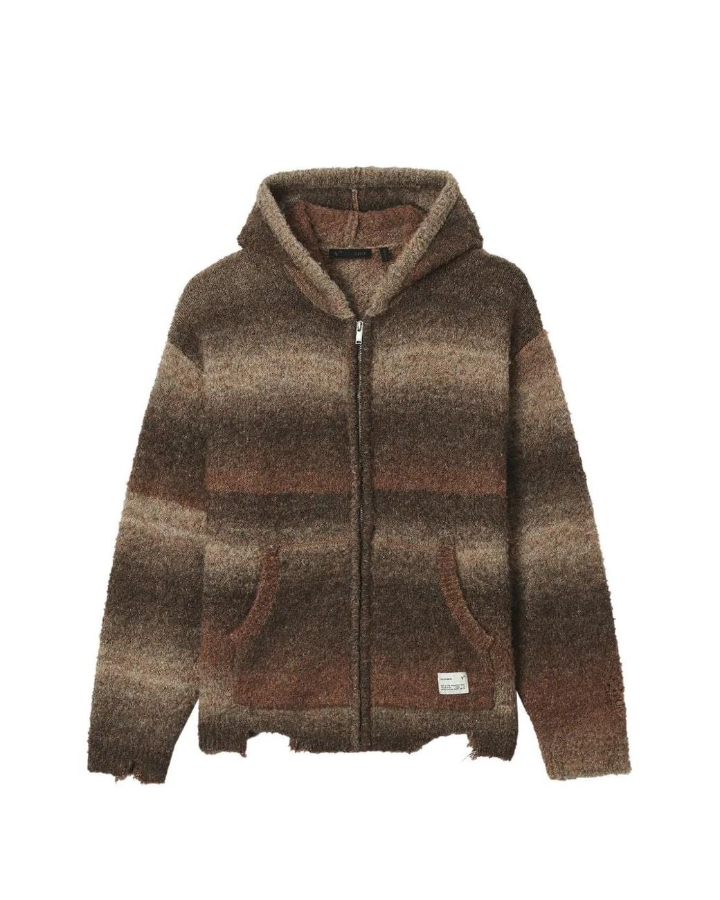 FIVE CM Brown Distressed Ombré-Effect Zip-Up Hoodie for men