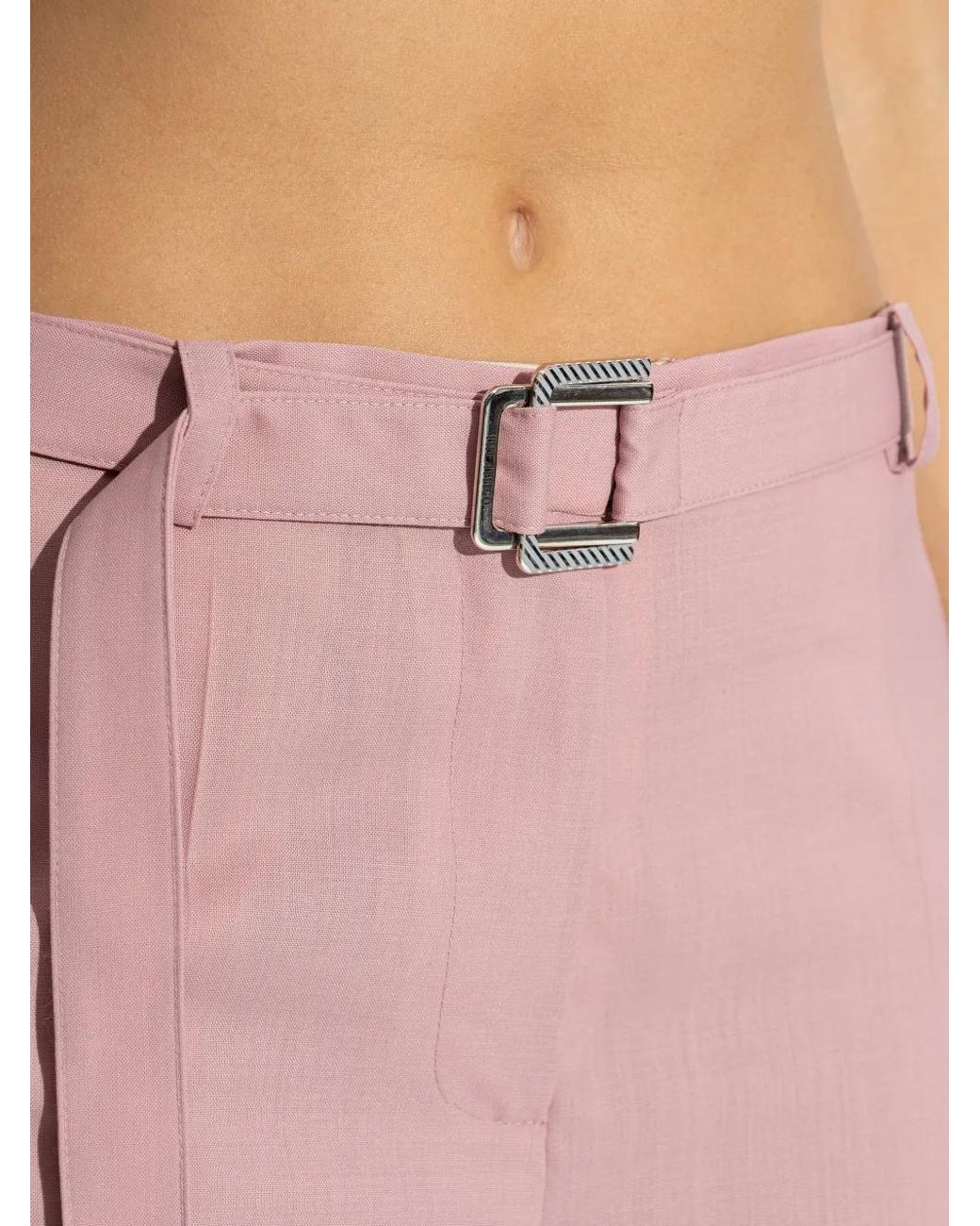 The Attico Pink Ruffle Cargo Trousers