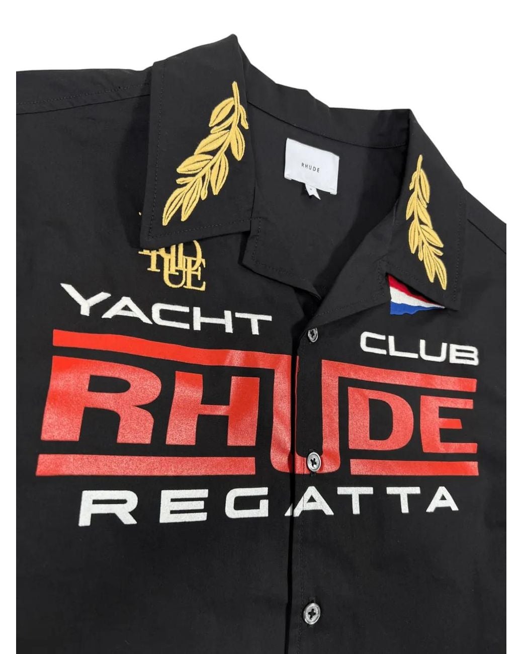 Rhude Black Regatta Logo-Print Shirt for men