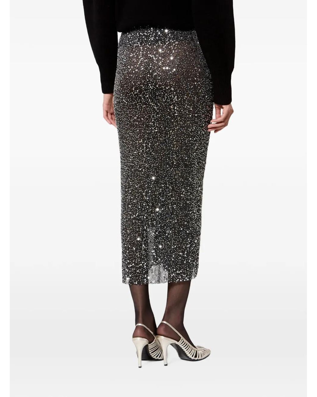 Isabel Marant Black Nejany Sequin-Embellished Midi Skirt