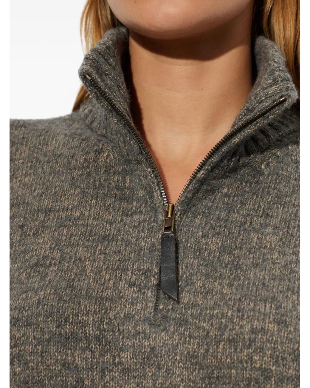 Maison Margiela Gray Pull À Col Montant Zippé