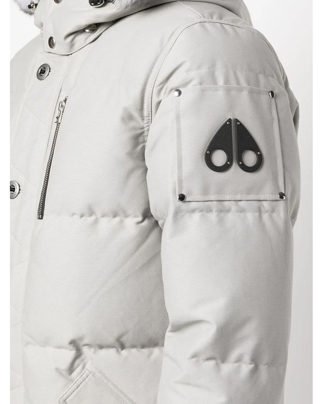 Moose Knuckles Gray Faux-Fur Trim Padded Parka for men