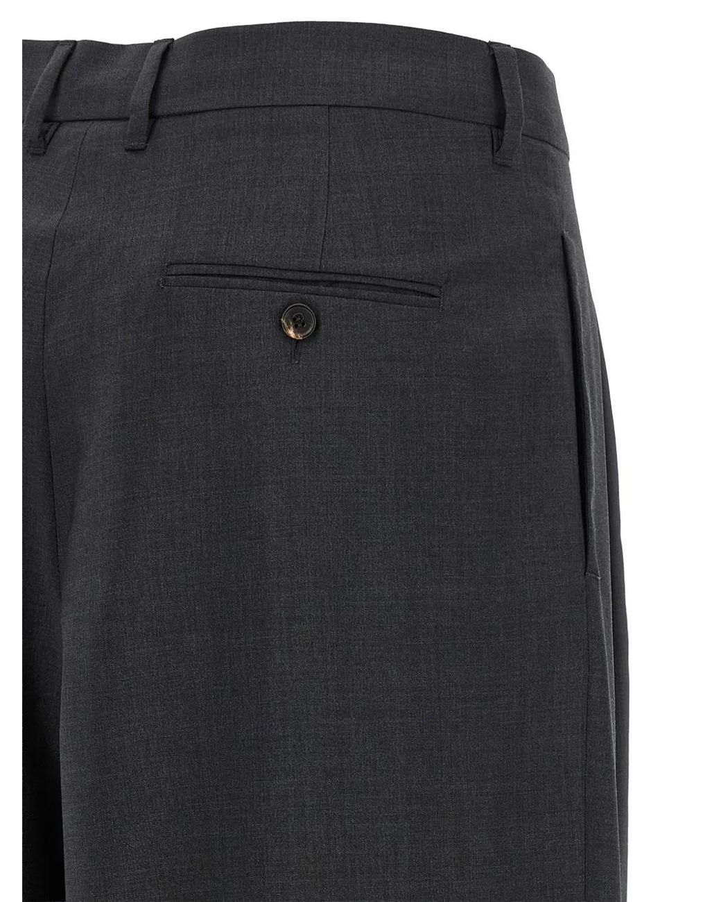 Max Mara Black Pleated Wool Trousers