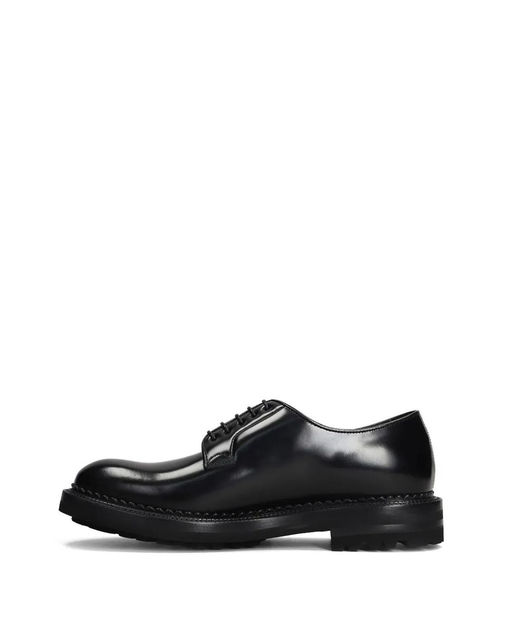 Green George Black Leather Shoes for men