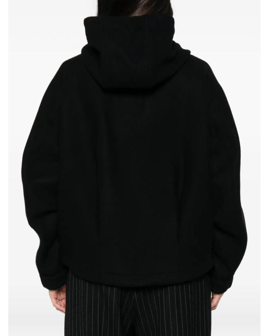 Tela Black Hooded Zip-Up Jacket