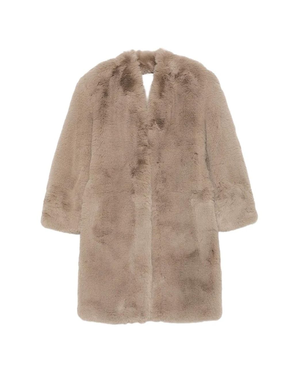 Frankie Shop Natural Manteau Ceinturé Destiny En Fourrure Artificielle