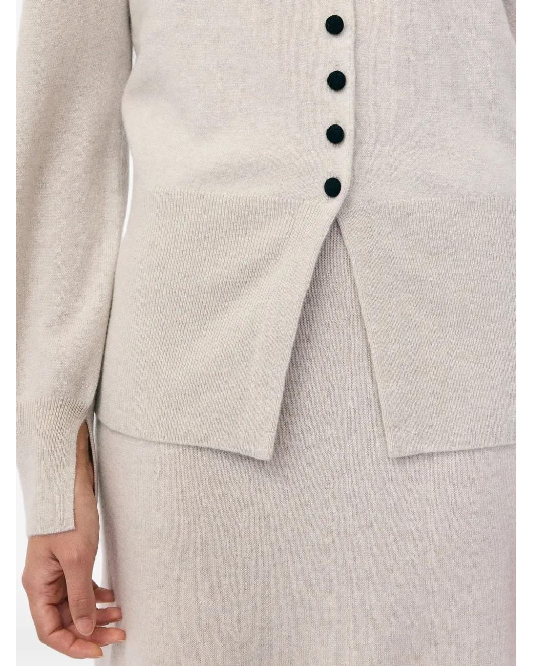 Lisa Yang White Cardigan Boutonné En Maille Côtelée Maven