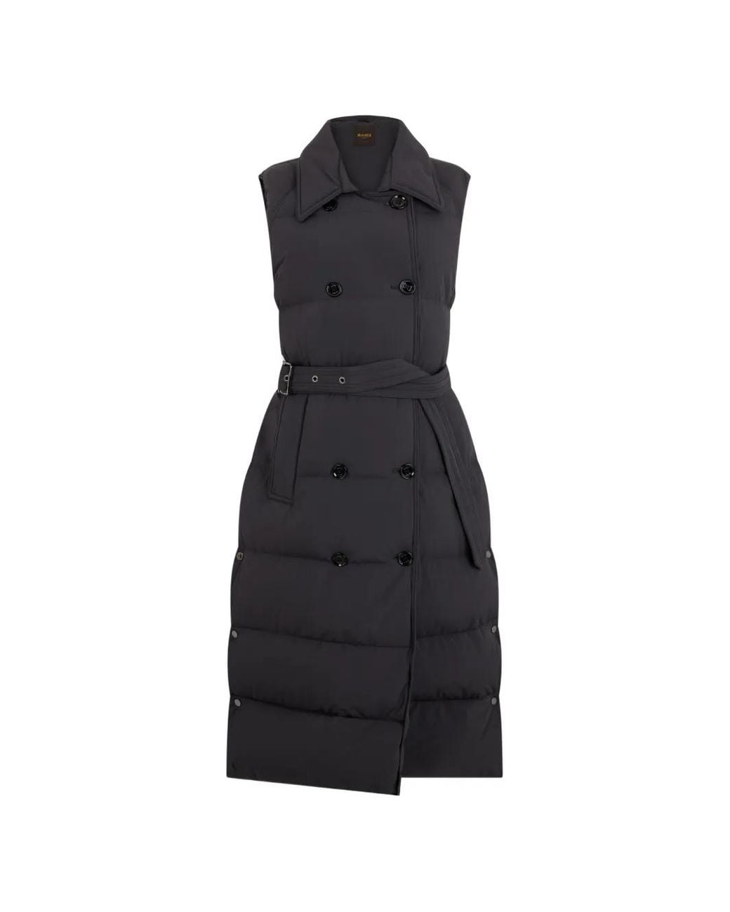 Moorer Black Rheakn Quilted Double-Breasted Midi Gilet
