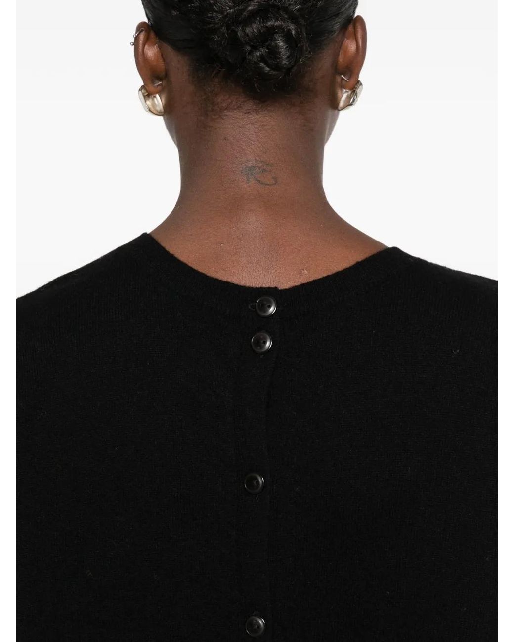 ABSOLUT CASHMERE Black Lisette Button-Back Cashmere Sweater