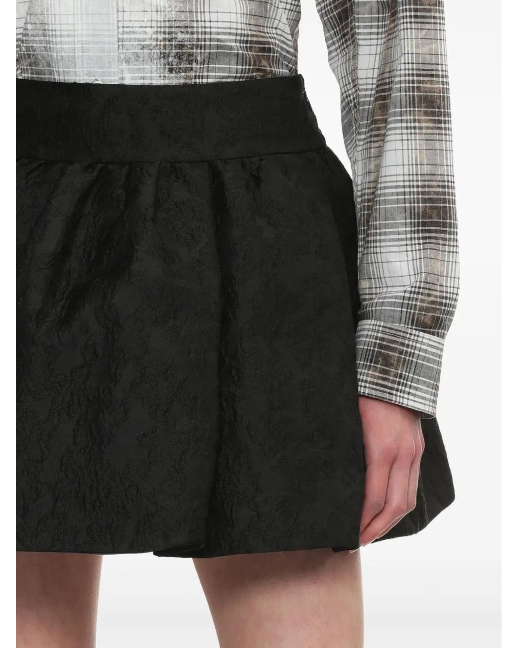 Juun.J Black Jacquard Mini Skirt