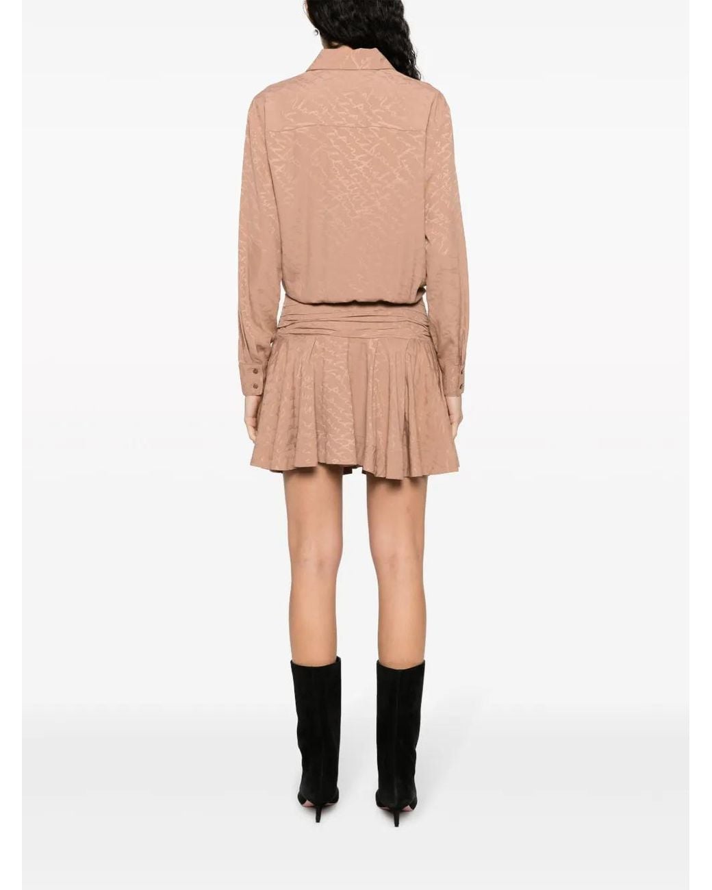 Pinko Natural Arzach Logo-Jacquard Shirtdress