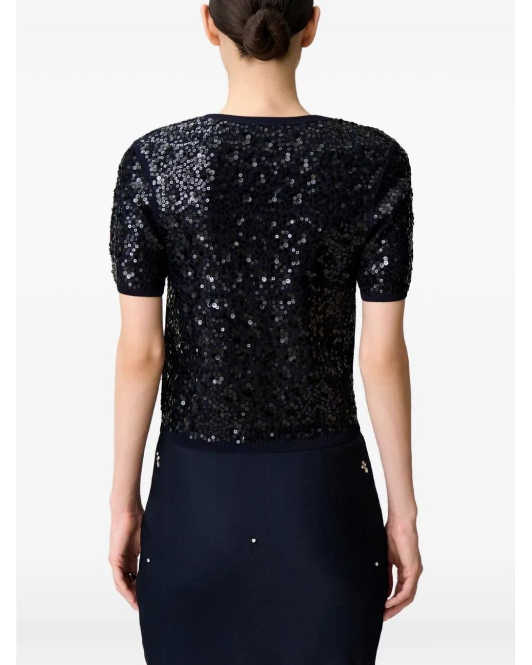 Claudie Pierlot Black Sequin-Embellished Floral-Pattern Cardigan