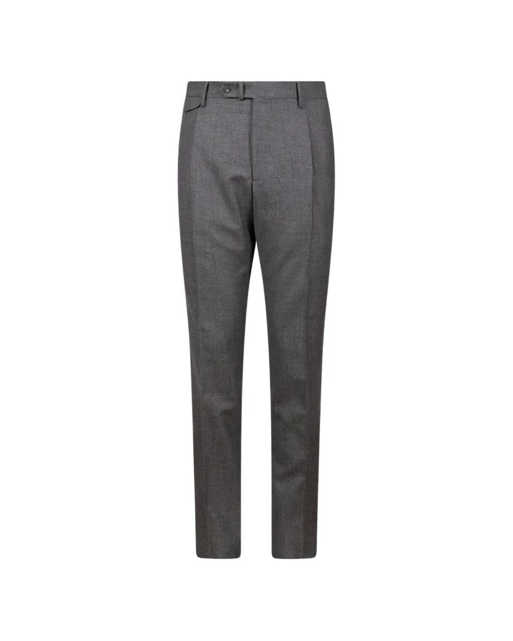 Tagliatore Gray Pleated Wool Tailored Trousers for men