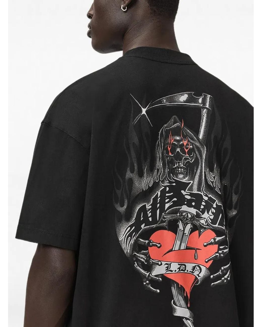 AllSaints Black Graphic-Print T-Shirt for men