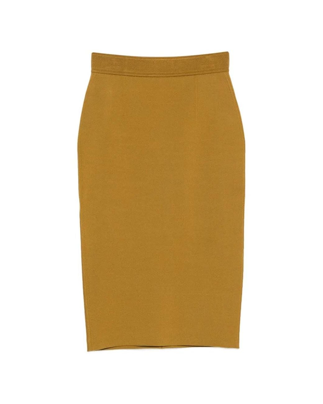 Tom Ford Yellow Knee-Length Fitted Pencil Skirt With Shaping Details
