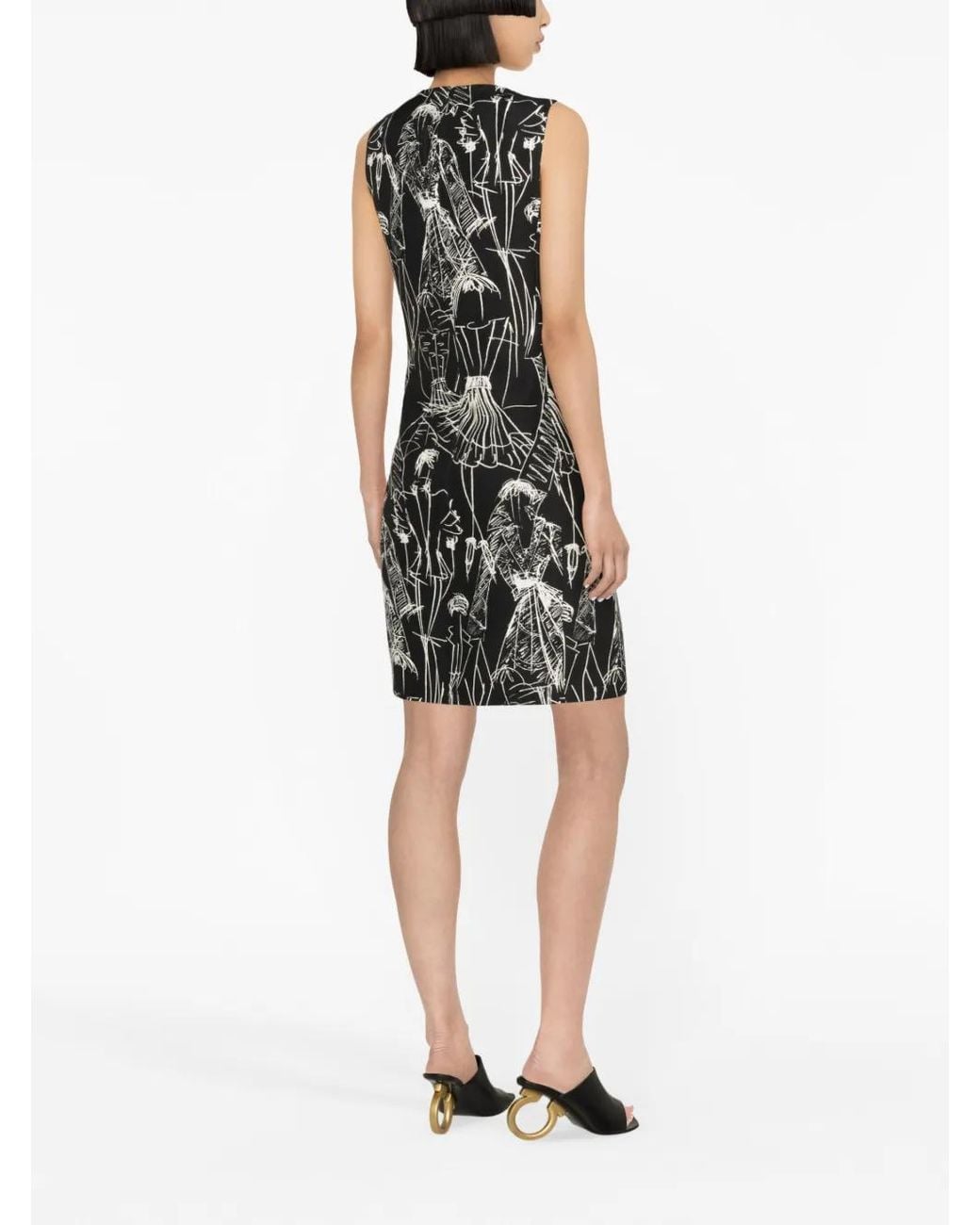 Akris Black Croquis-Print Sleeveless Minidress