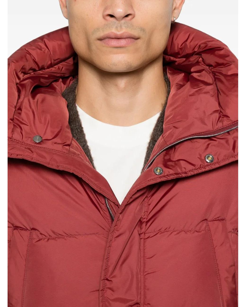 Herno Red Quilted Hooded Padded Coat for men