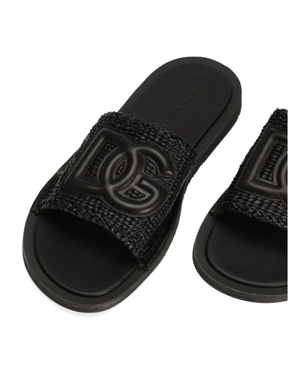 Dolce & Gabbana Black Logo-Appliqué Slides for men