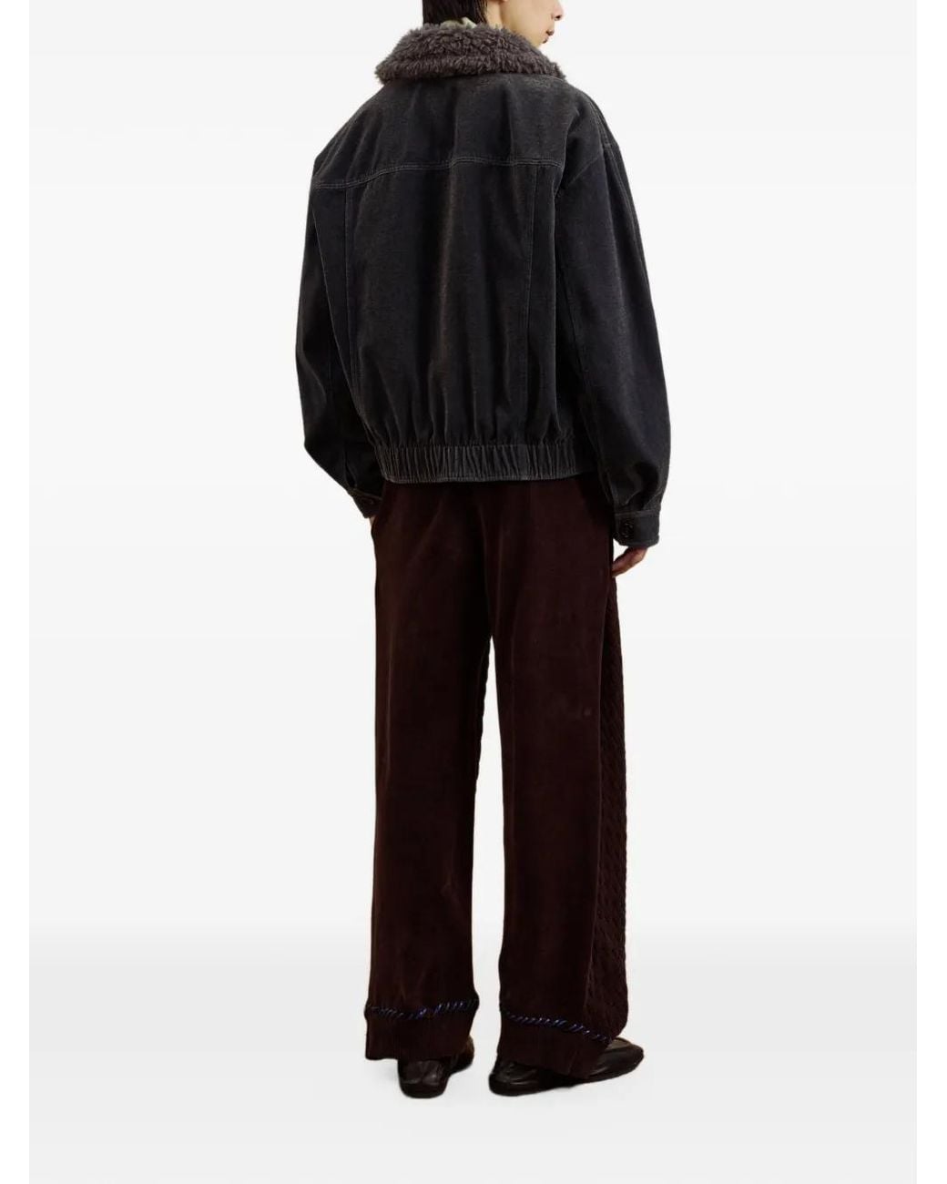 CROQUIS Shearling-Collar Denim Jacket in Black for Men | Lyst